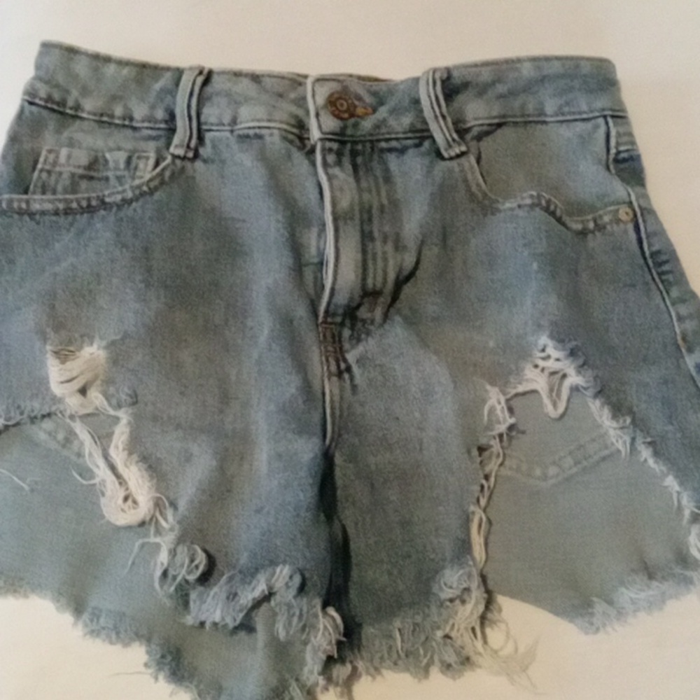 Ripped jean shorts